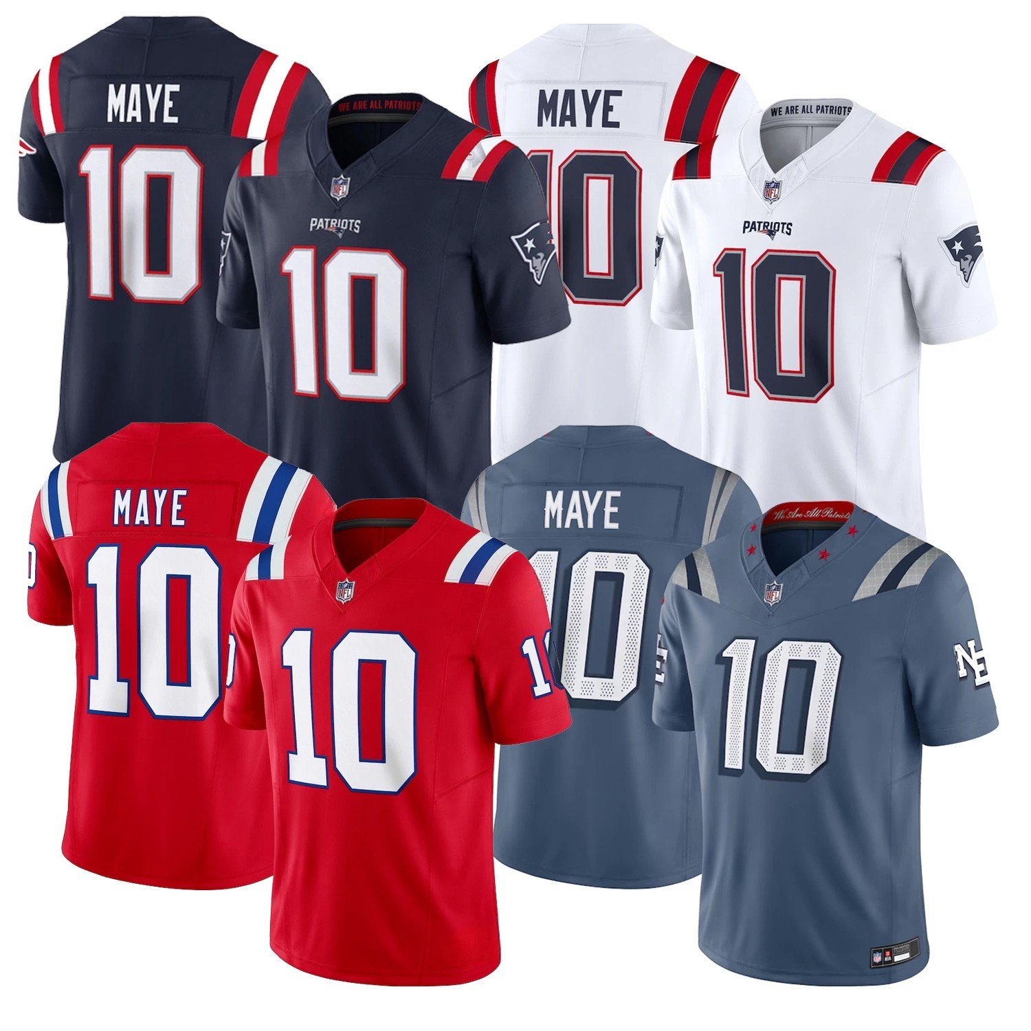 Men's Patriots #10 Drake Maye Collection Limited Stitched Jersey S-3XL