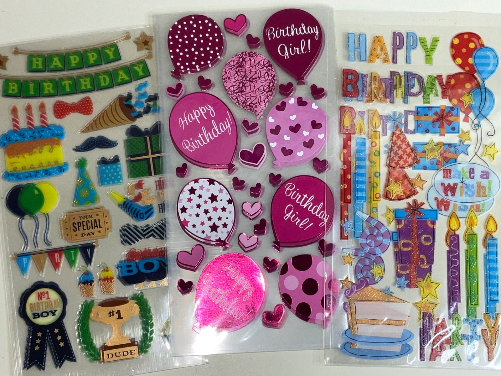 Birthday Party Celebration NOP New Stickers Sticker Sheets You Choose, YOU PICK