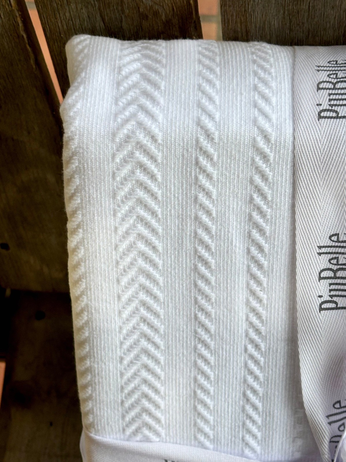 PiuBelle Portugal KING Size White Cotton Coverlet, 104" x 94" Chevron Pattern