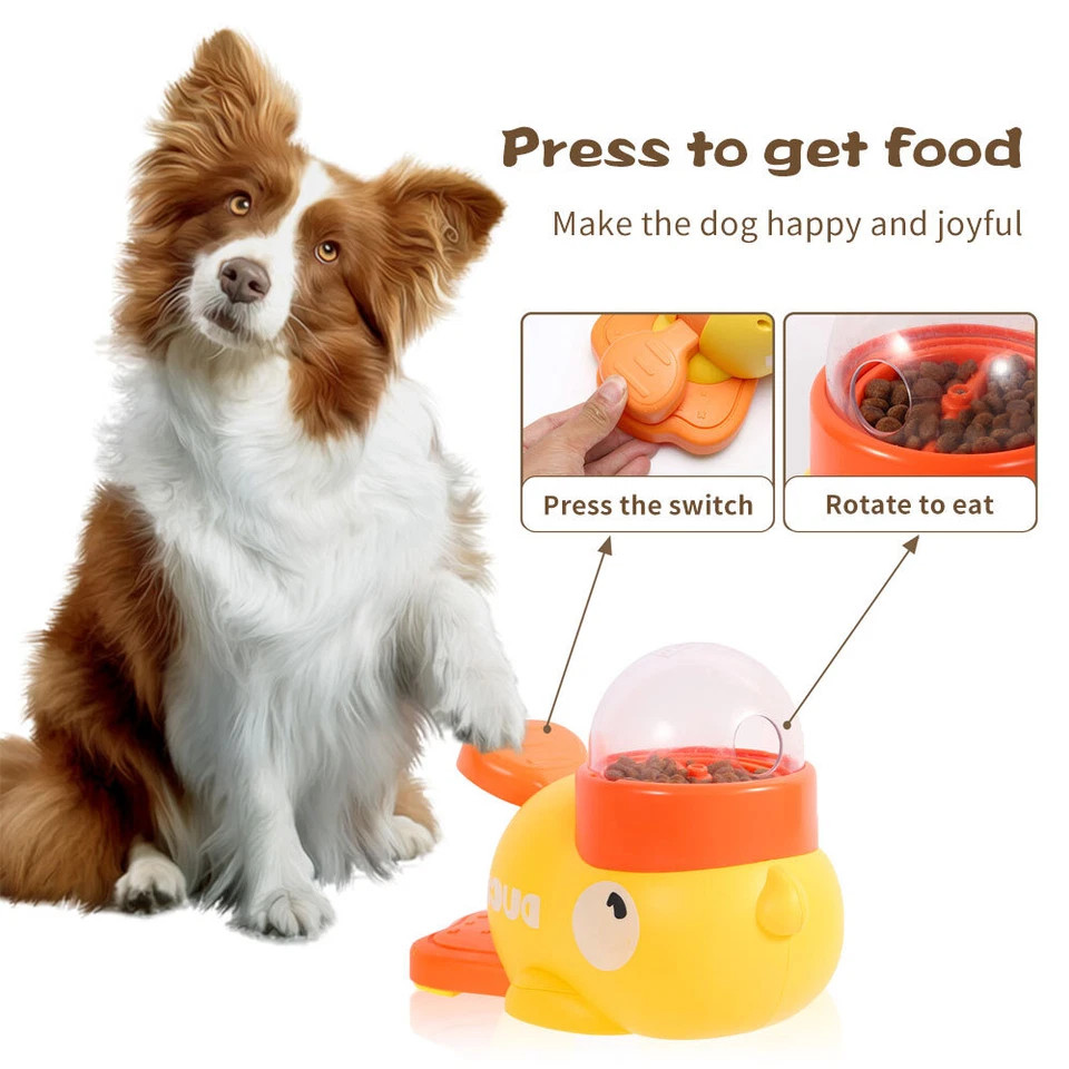 Duck Dog Food Treat Dispenser, 2-in-1 Interactive Dog Puzzle Toy Slow Feeder-USA