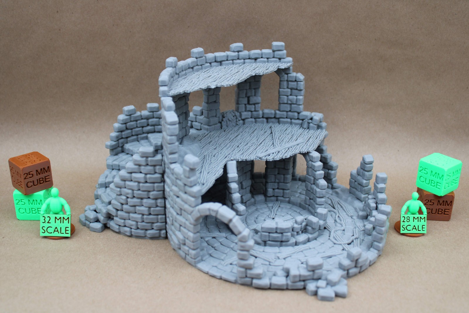 Tabletop Terrain Large Double Tower 3 Story Ruin 28mm skirmish rpg wargame