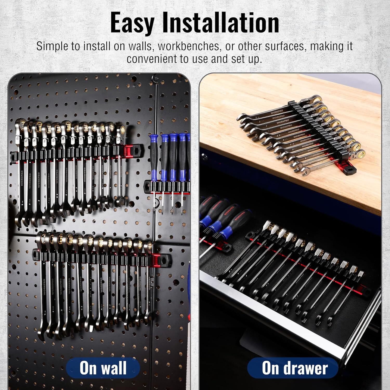 WORKPRO Magnetic Screwdriver Organizer&Wrench Organizer (Tools not Included) 2PC