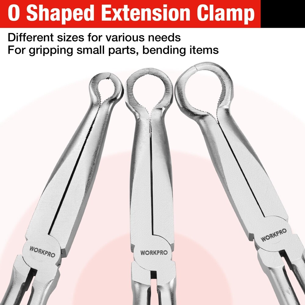 WORKPRO 3PC Long Reach Hose Grip Pliers Set 11" Ring Nose Hose Gripper Plier USA