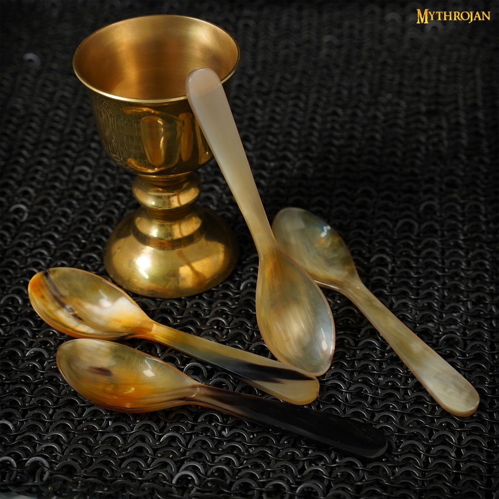 Medieval Genuine Horn Spoon Handcrafted For Viking Events Cosplay 4 Pcs 6.5 Inch