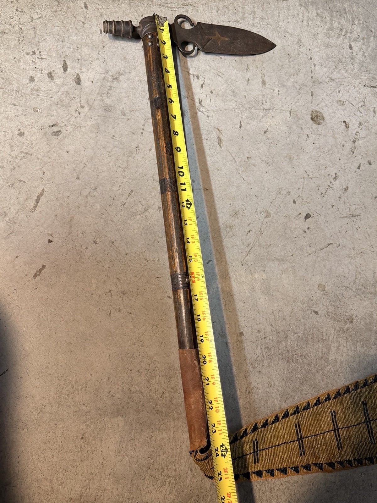 1800’s Plains Indian Pipe Tomahawk with Beaded Drop and Star Engraving