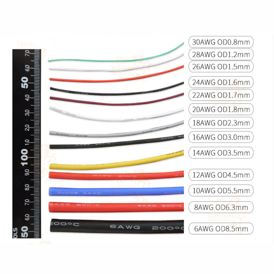 30awg-2awg Chose Colors UL Multi-Strand Silicone Flexible Soft Cable 0.08mm Wire