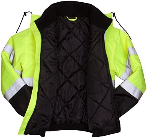 HIGH VISIBILITY INSULATED HI VIS REFLECTIVE ROAD WORK SAFETY BOMBER JACKET COAT