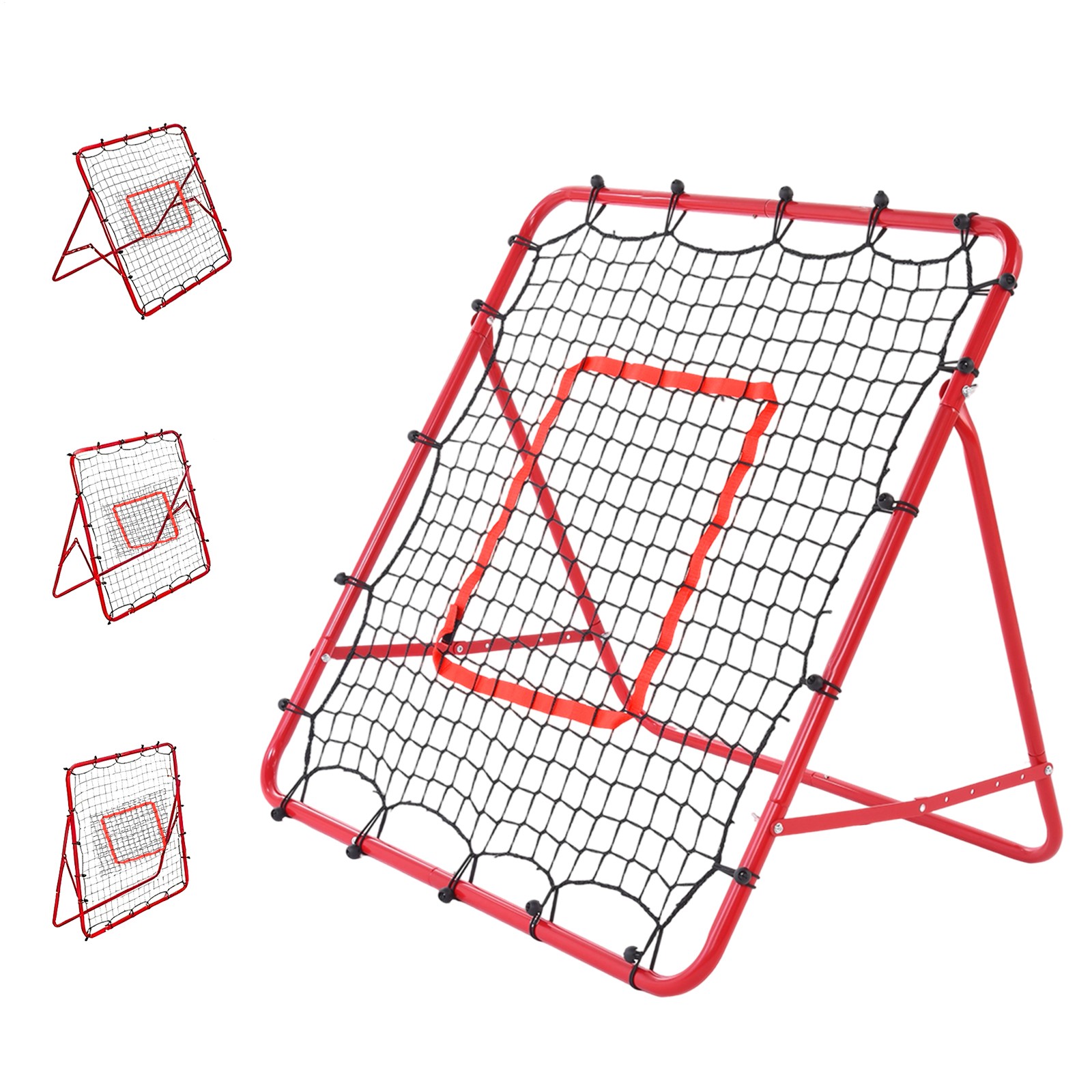 39x39" Baseball Rebounder Net, 5 Angles, Foldable Pitch Back Trainer w/ Stakes