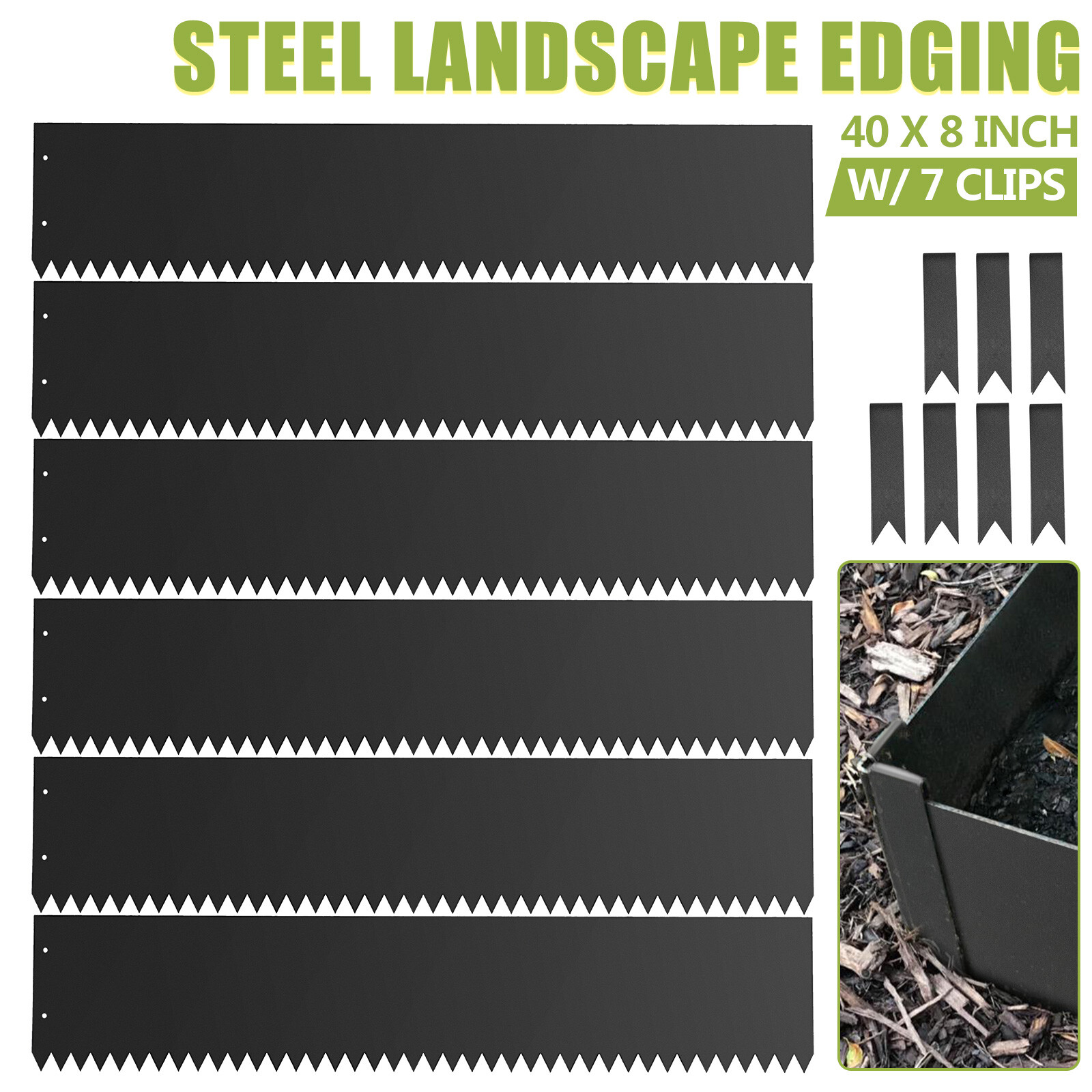 Metal Landscape Edging Borders Kit 6pcsx40x8 Inch Galvanized Steel Lawn Edging