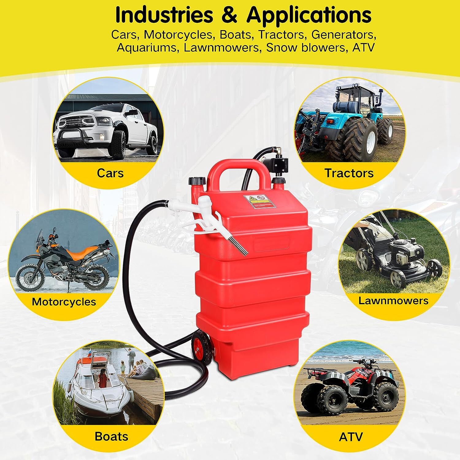 16 Gallon 60L Portable Fuel Tank With 12V Electric transfer pump 3.7GPM