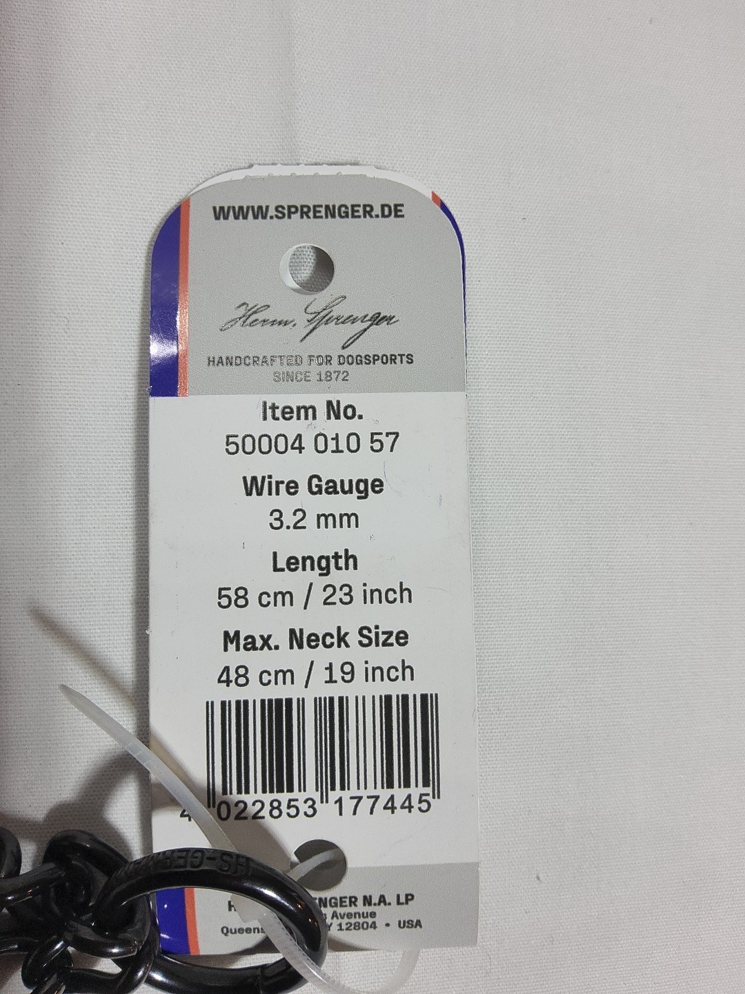 HERM SPRENGER ULTRA-PLUS Training Collar Center-Plate 23" X 3.2 mm, Max Neck 19"