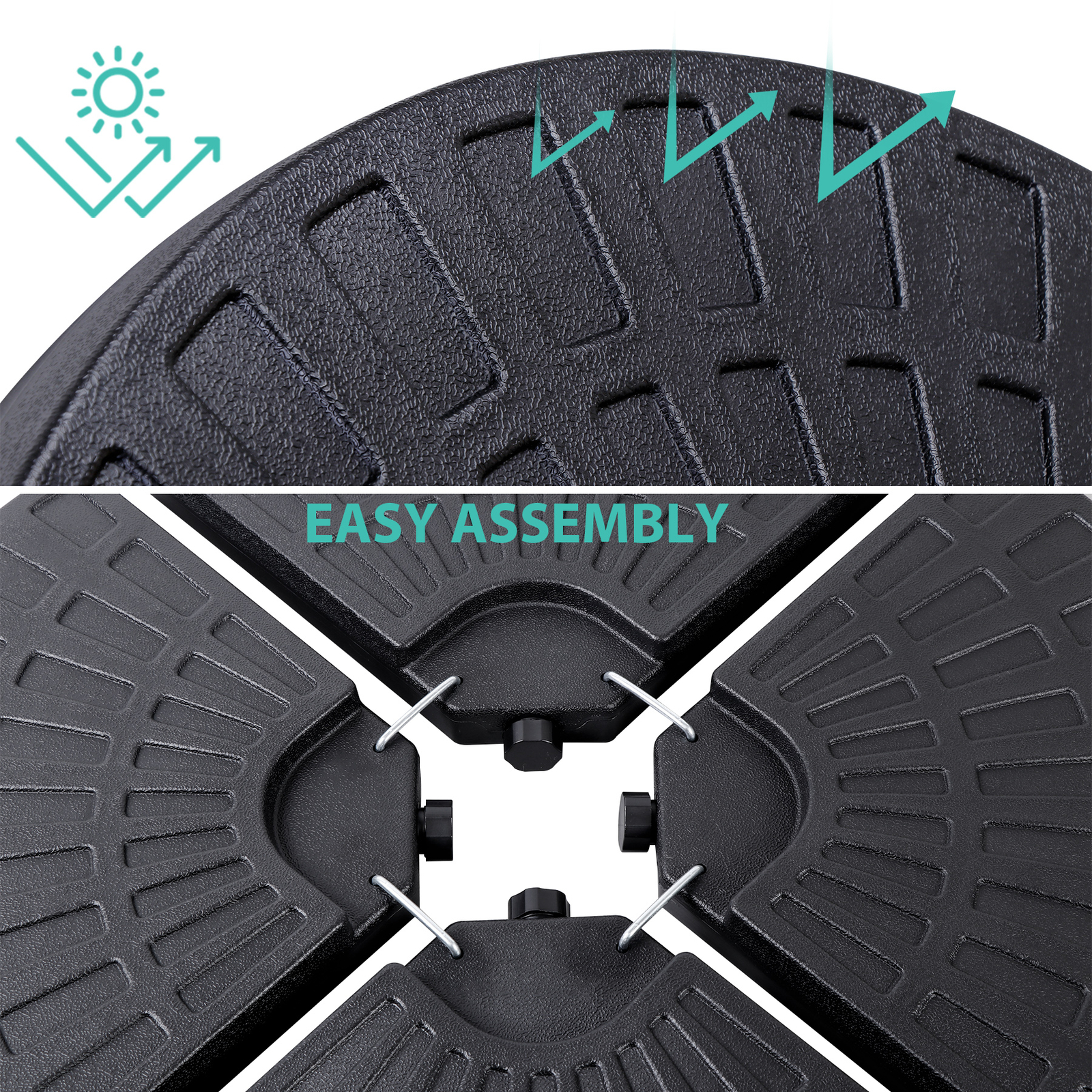 4-Piece Offset Patio Umbrella Circular Base Stand w/ Hooks & Carry Handles