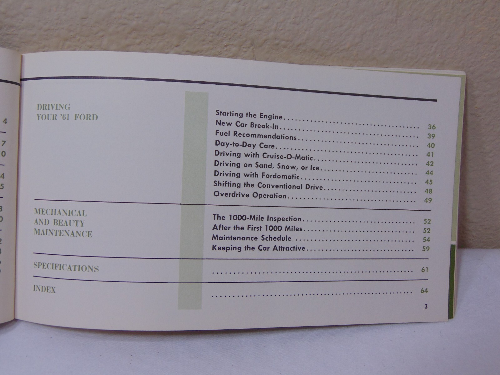 VINTAGE 1961 FORD CAR OWNER'S MANUAL FAIRLANE 500 TOWN RARE