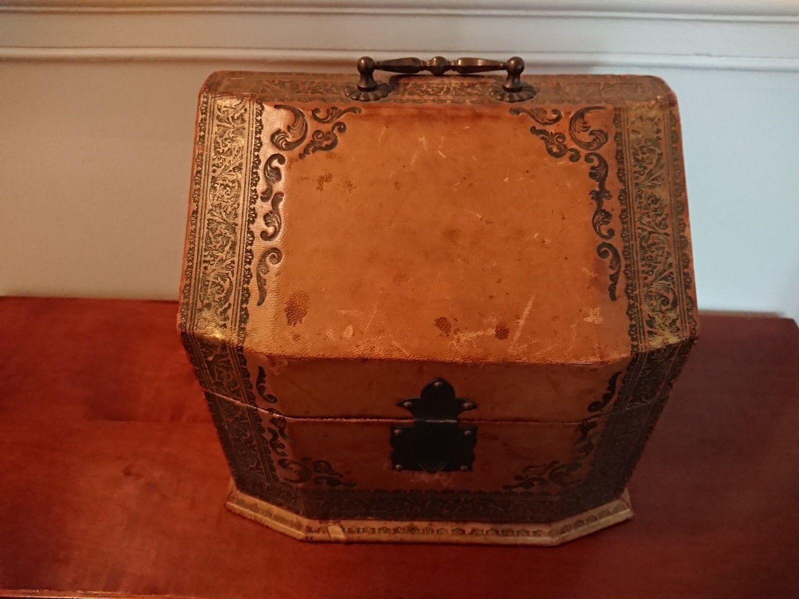 antique French leather letter box