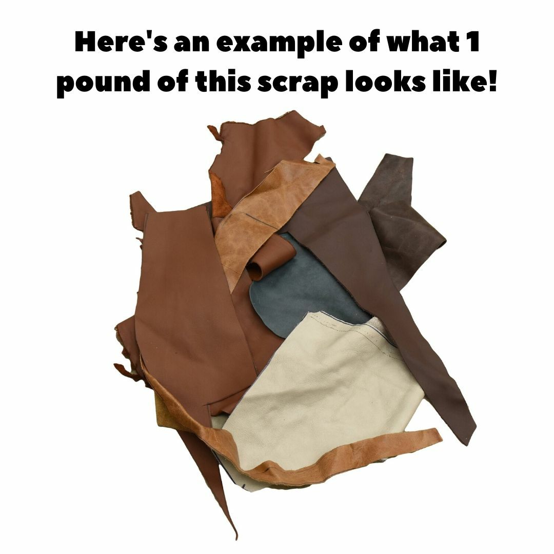 Cowhide Leather Upholstery Scrap Medium 1 Pound Upcycling 3-4 oz Color Pieces