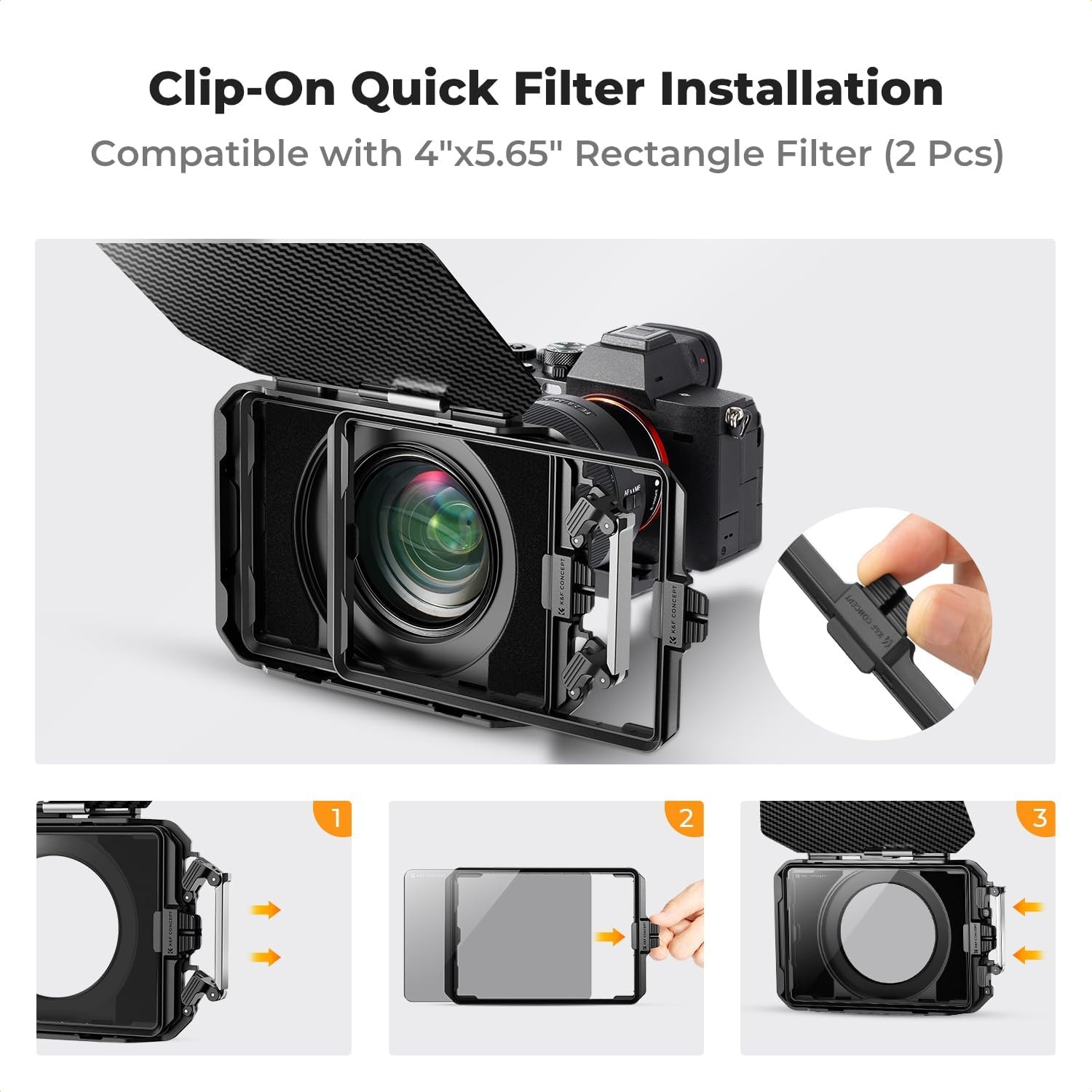 K&F Concept Mini Matte Box DSLR Mattebox for 67/72/77/82/95mm 4x5.65 Lens Filter