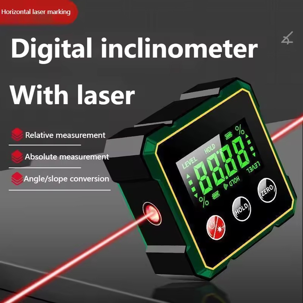 Digital Angle Finder W/ Laser Level Inclinometer Magnetic Angle Gauge Protractor