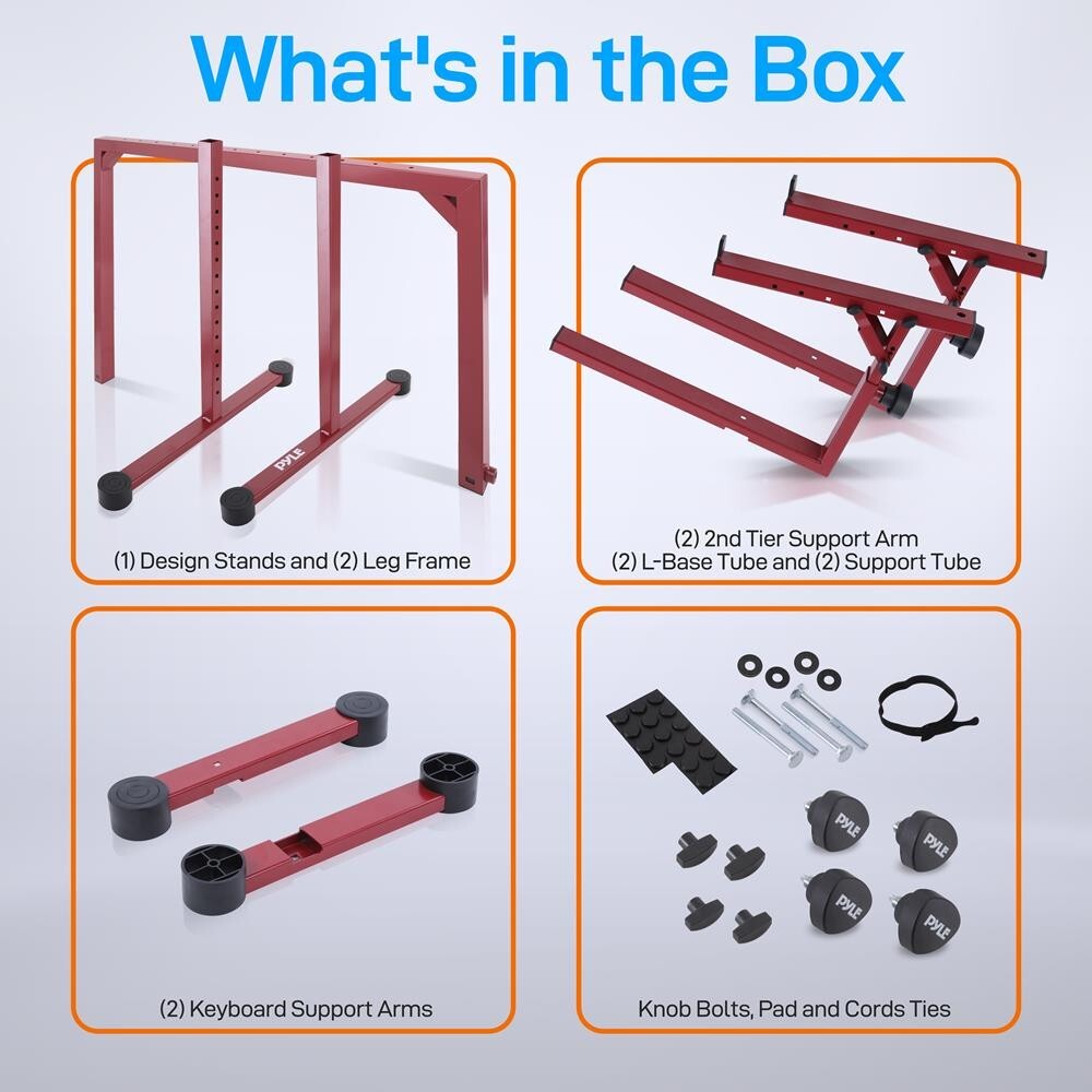 Pyle Heavy-Duty Keyboard Stand - Height Adjustable Music Stand with 2nd Tier