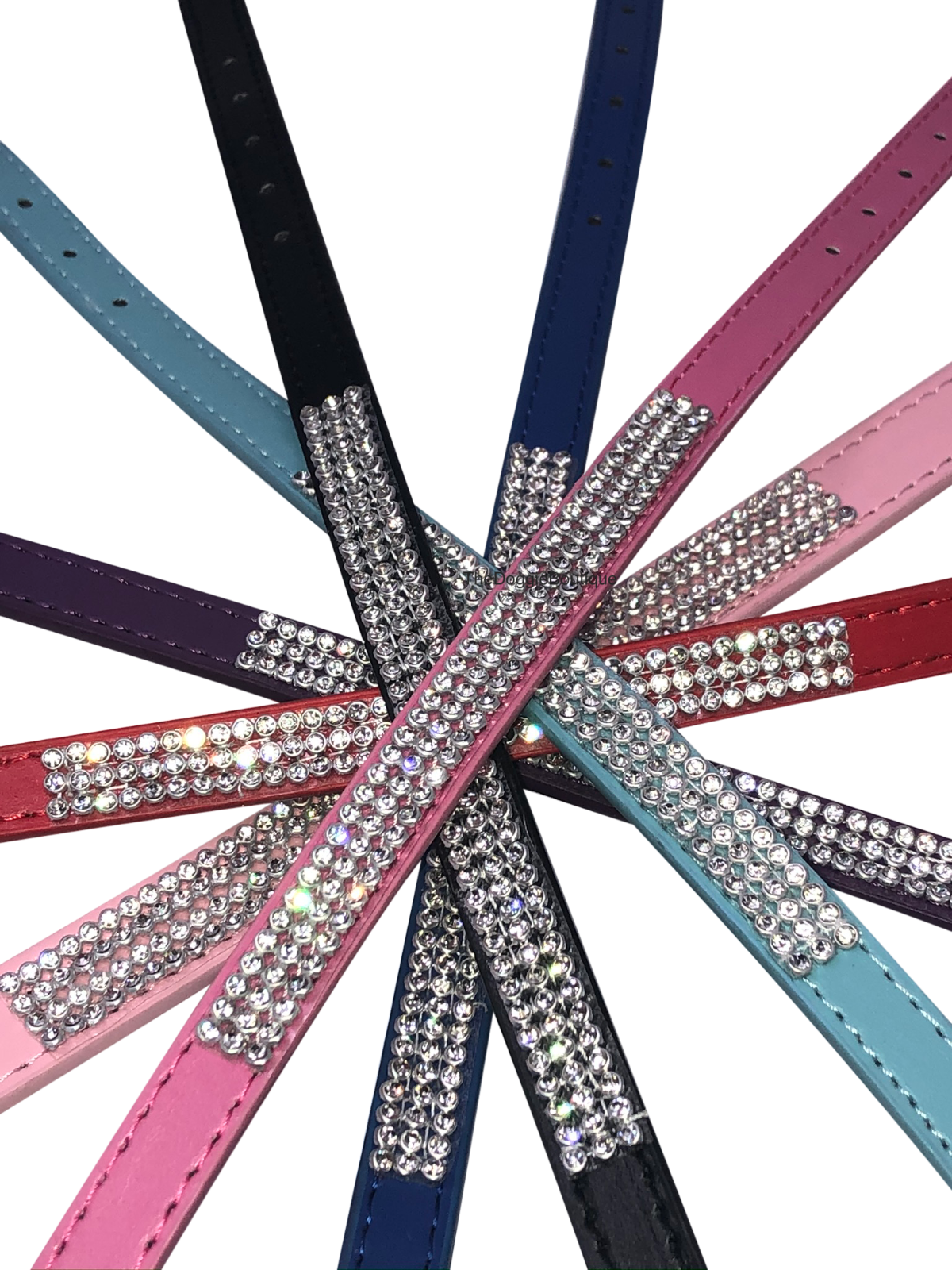 Dog Collar Rhinestone Glitter Bling Adjustable Sparkle Faux Leather XS S M L