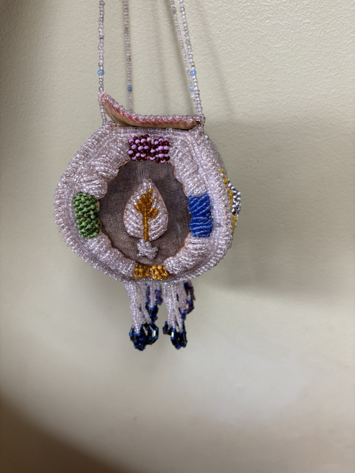 Native American Iroquois Indian Beaded Whimsical Purse Heavy Ornate Vintage