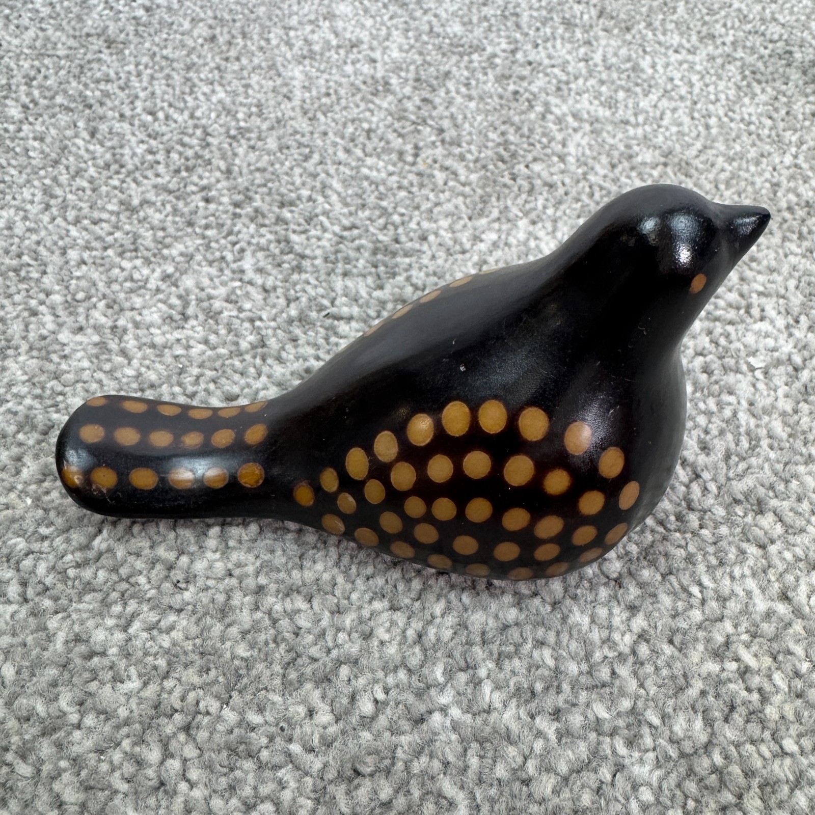 Set Of 2 Vtg Peruvian Handcrafted Chulucanas Birds Dots & Swirl Art Pottery MCM