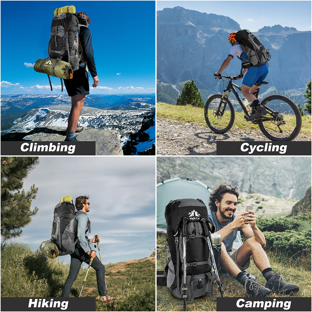 70L Outdoor Hiking Backpack Camping Rucksack Waterproof Shoulder Travel Bag USA