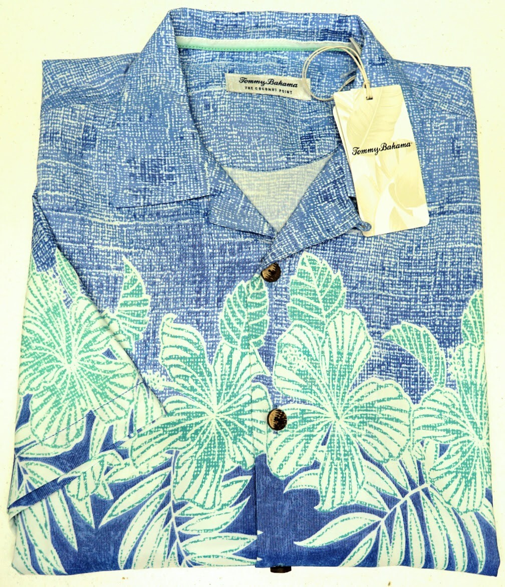 Tommy Bahama Short Sleeve Camp Shirt Coconut Point Across the Frond Blue $128