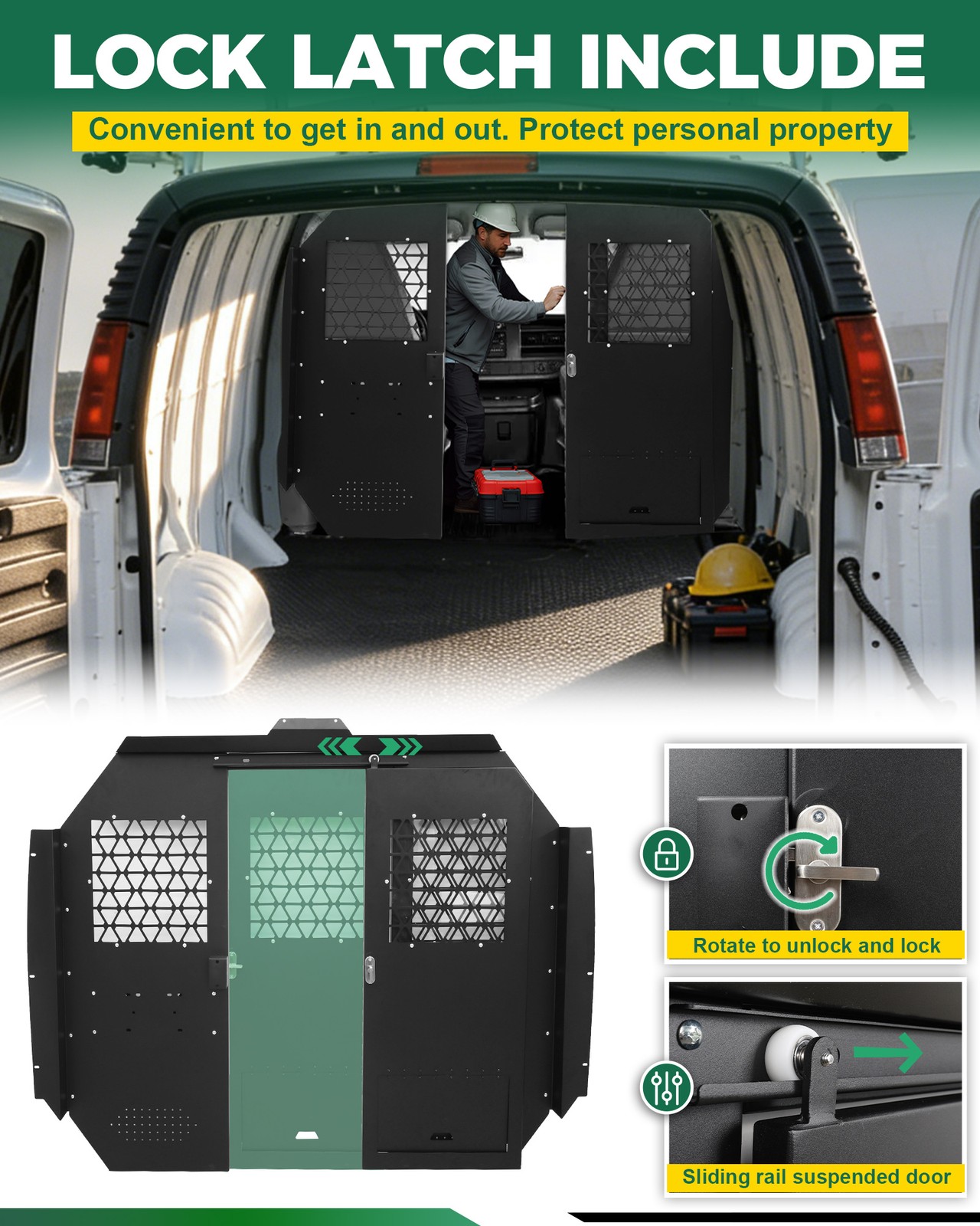 Van Safety Partition, Bulkhead, Divider for 1996-2025 Chevy Express, GMC Savana