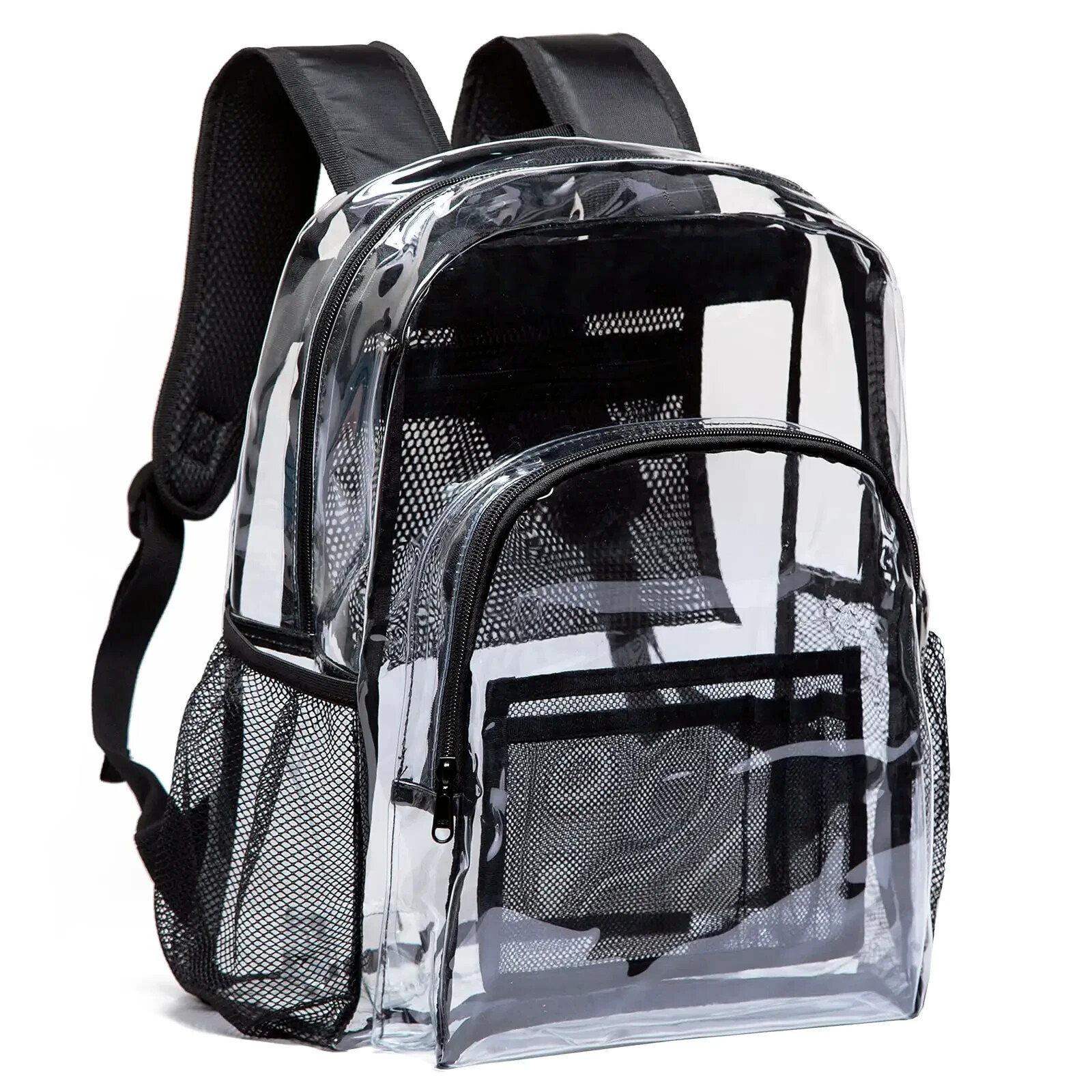 LARGE HEAVYDUTY CLEAR BACKPACK .5MM Transparent PVC School Stadium Book See Thru