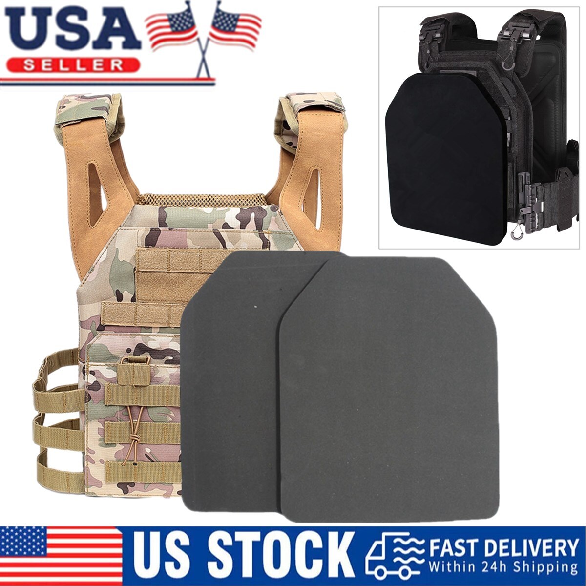 2 Pack EVA Foam Plate Carrier Vest Armor Plates for Airsoft Game Paintball Game