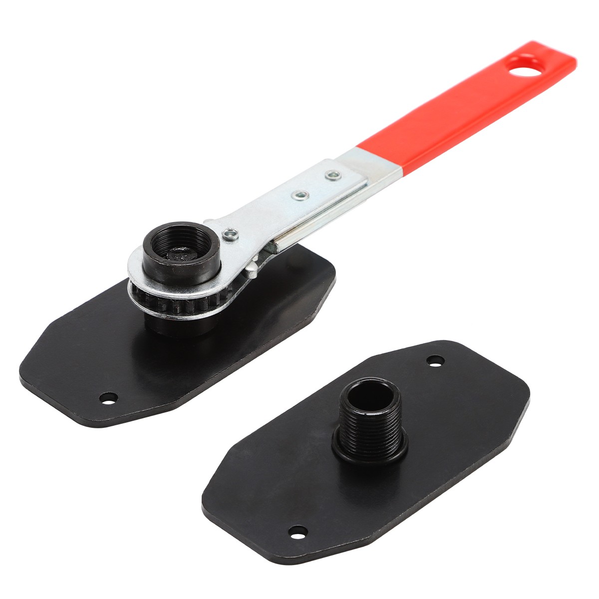 Car Spreader Caliper Pad Install Tool Ratchet Brake Piston Wrench w/4 Hanger Red