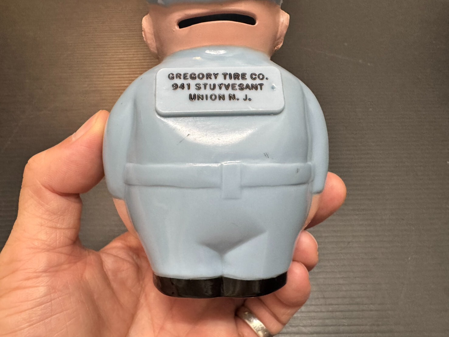 NOS 50s Vintage ESSO Gas Oil Station Advertising Fat Man Coin Bank Figure vespa