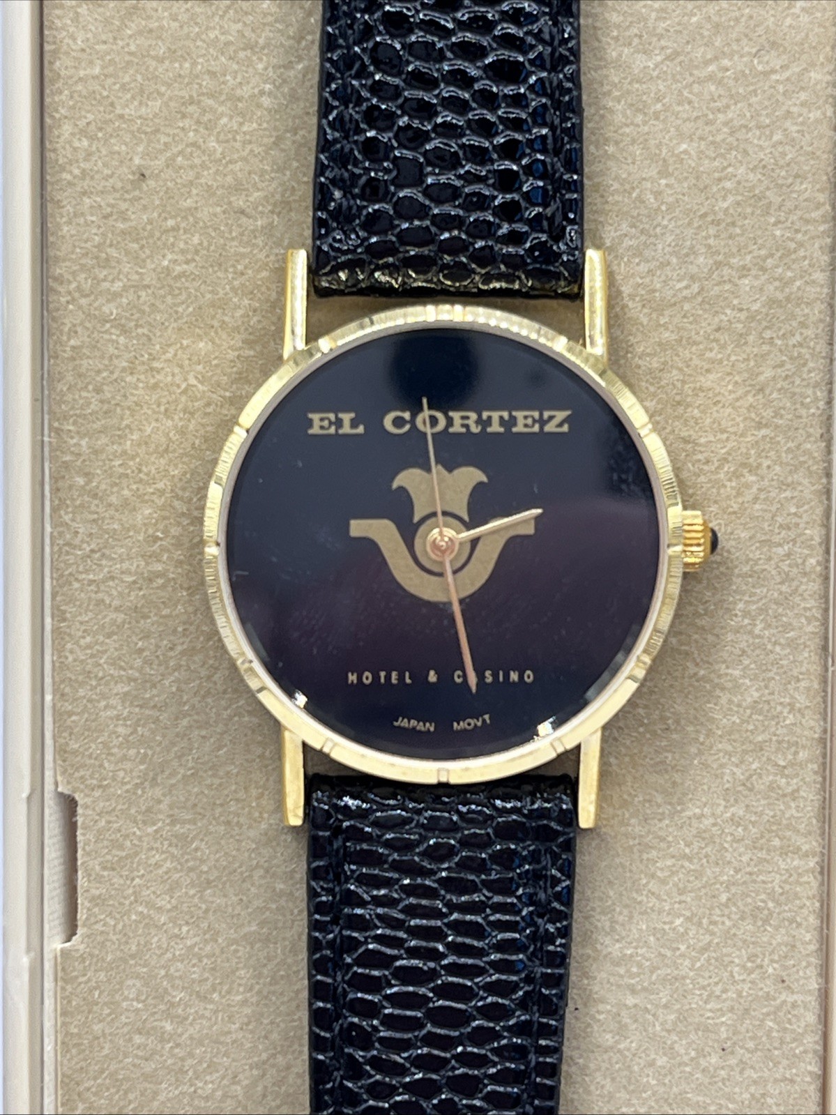 Vintage El Cortez Las Vegas Men’s Quartz Watch Leather Strap