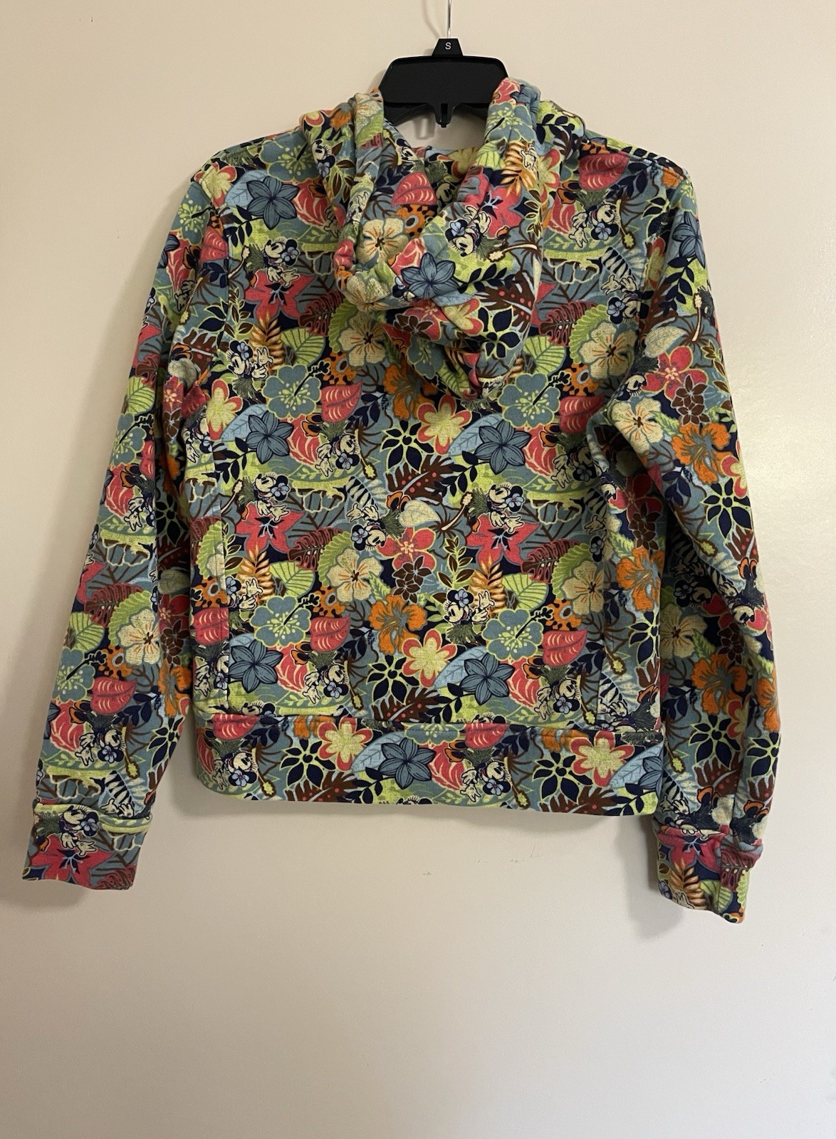 Disney Resort Mini Mouse Floral Women’s Jacket Full Zip Drawstring Hood Sz L