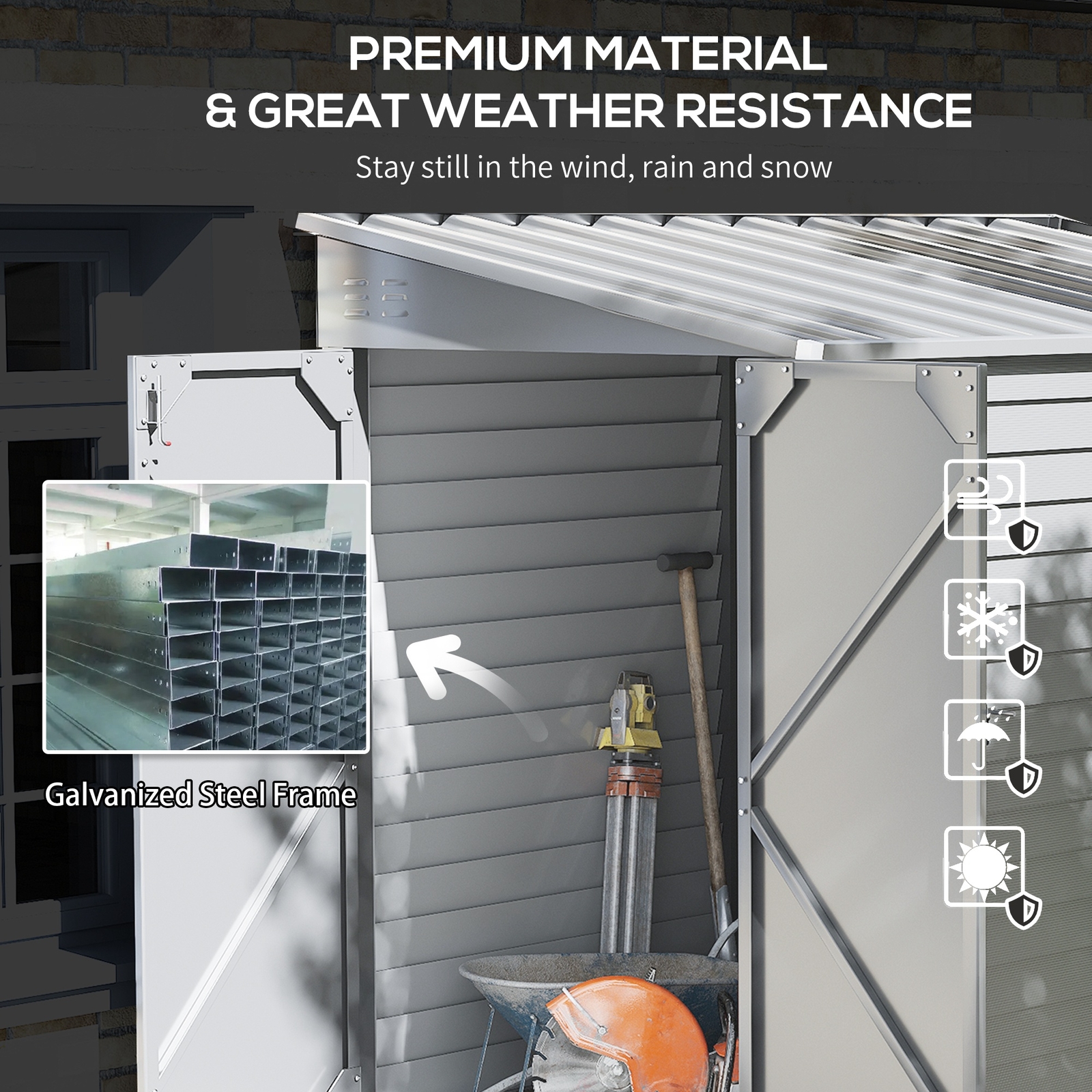 Outdoor Storage Shed Lean to Shed with Foundation Lockable Doors for Patio Lawn