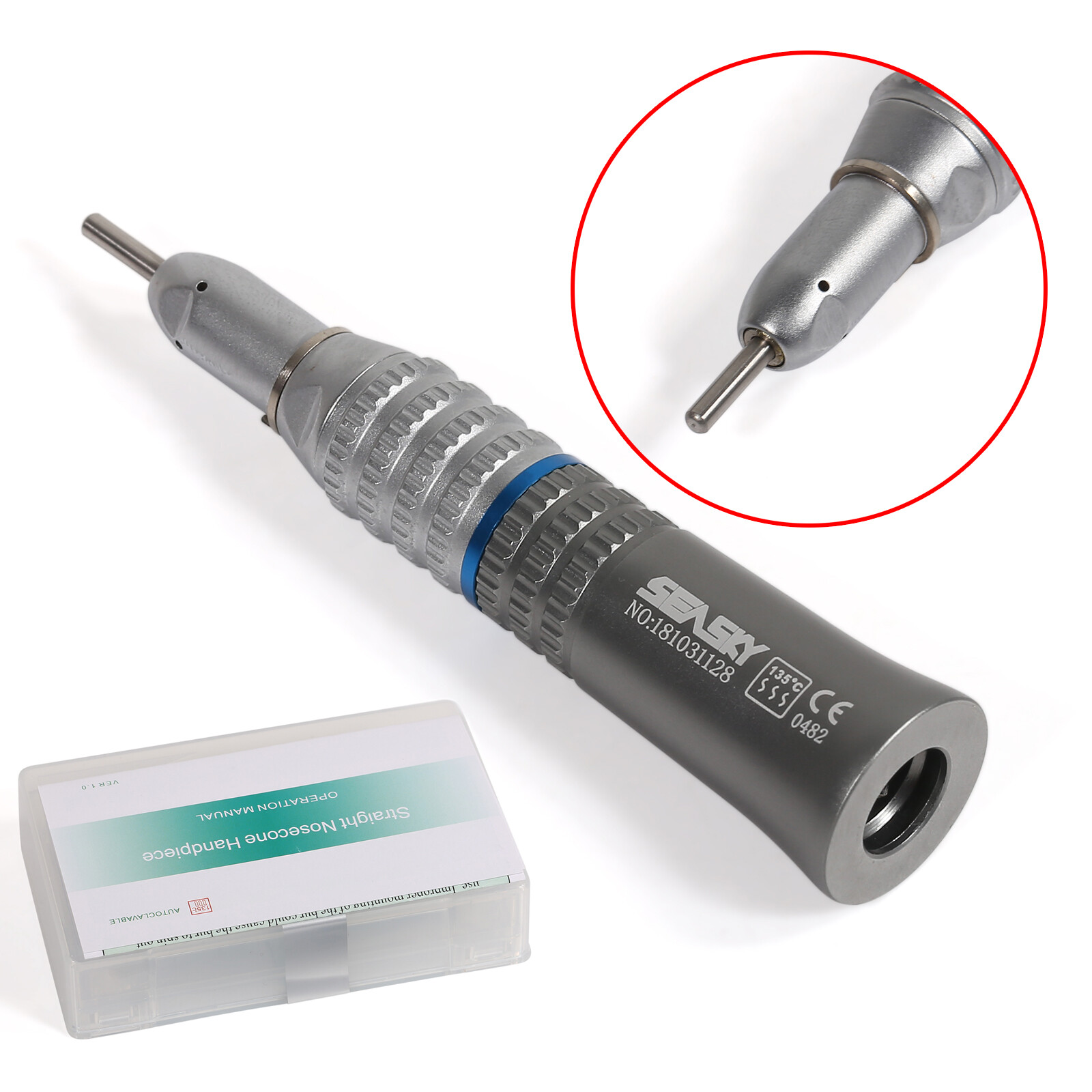 Dental Straight Low Slow Speed Handpiece E-type Nose cone Fit NSK Angle Black