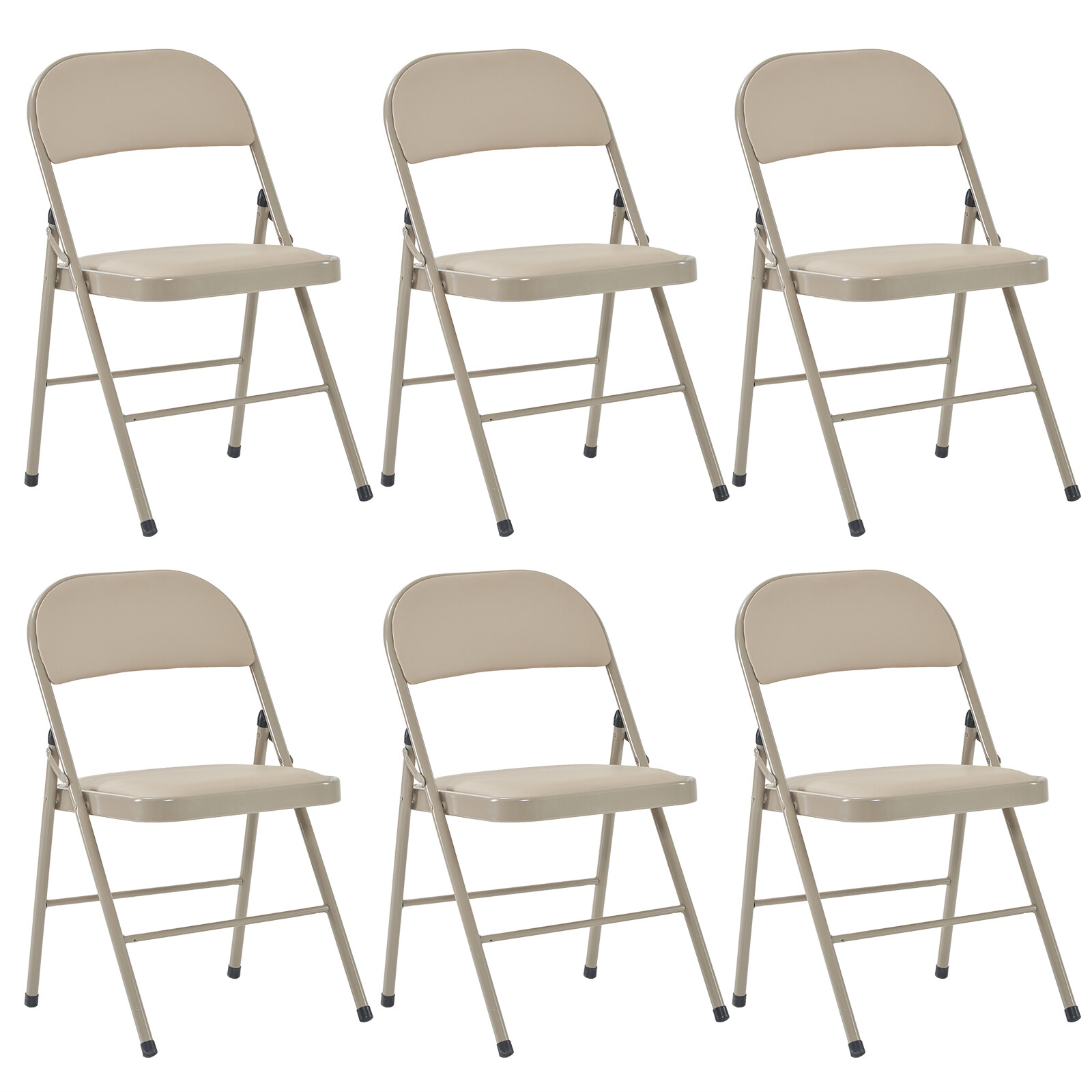 6 PCS Folding Chairs with High-Quality Padded Fabric Seat Heavy Duty Metal Frame