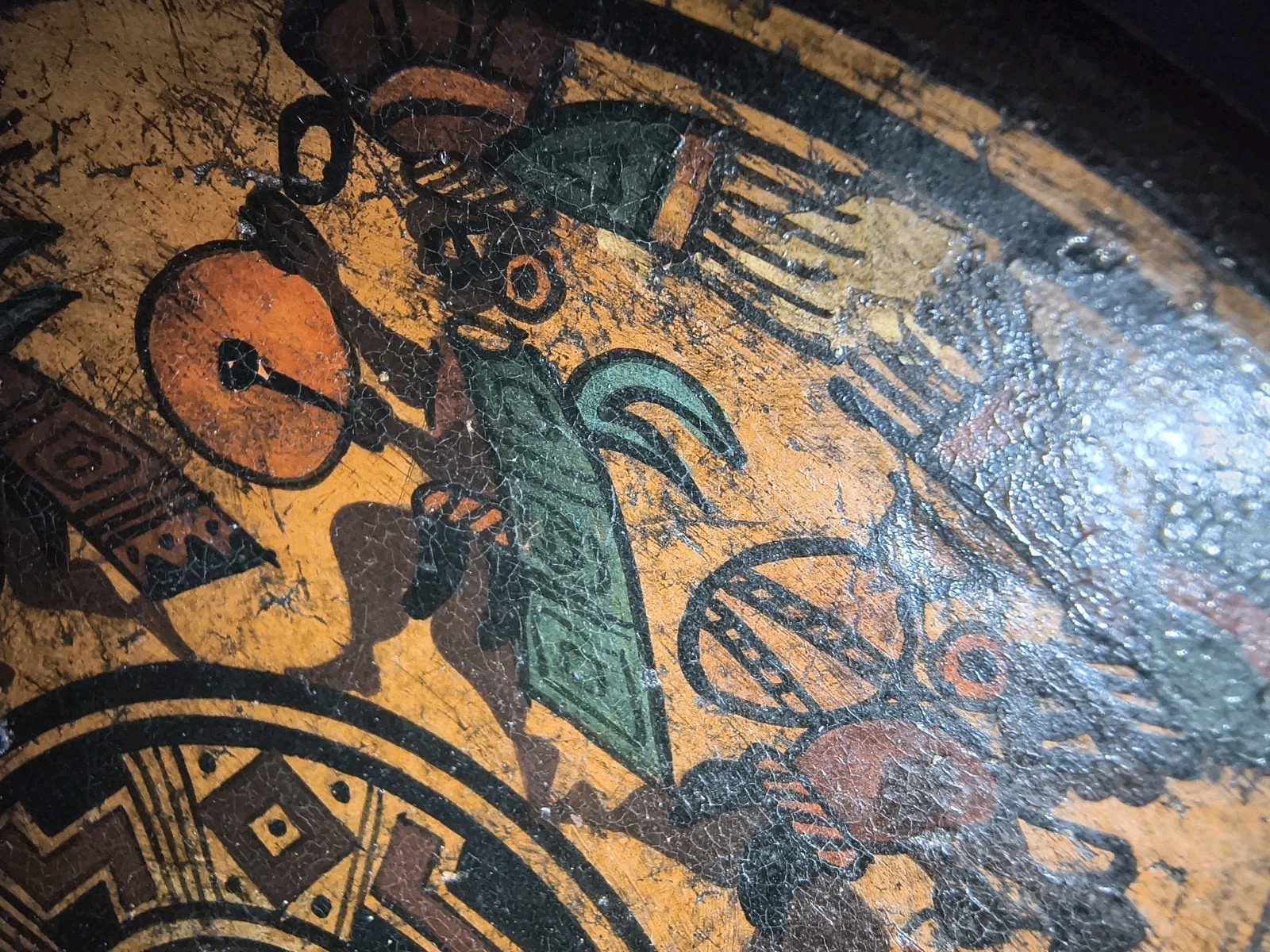 Chinchero Cusco Peru 6" Hand Painted Wall Hanging Plate With Llama & Dancing Men