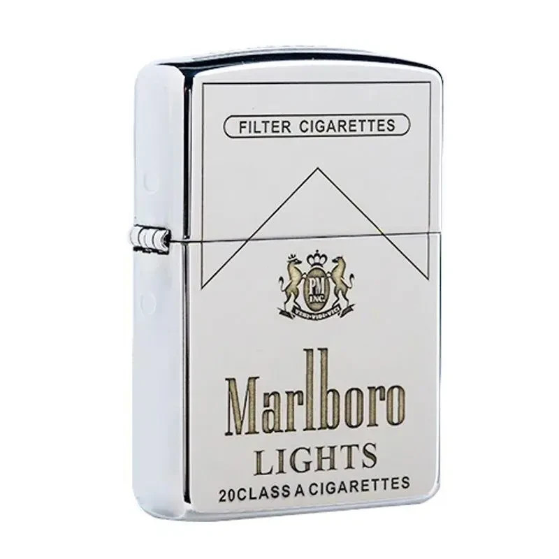Vintage Marlboro Zippo Lighter Antique Limited Silver Metal Windproof Lighter
