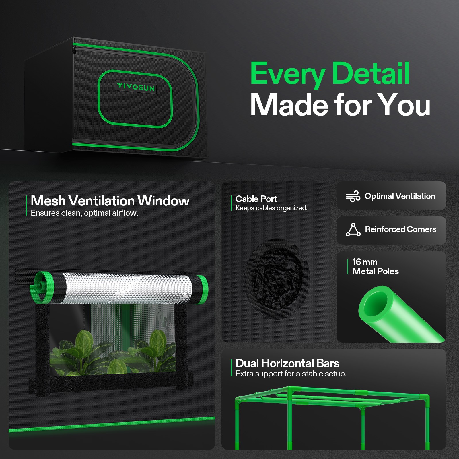 VIVOSUN 24″x16″x20″ Mini Grow Tent Clone Tent Seeding Room for Propagation