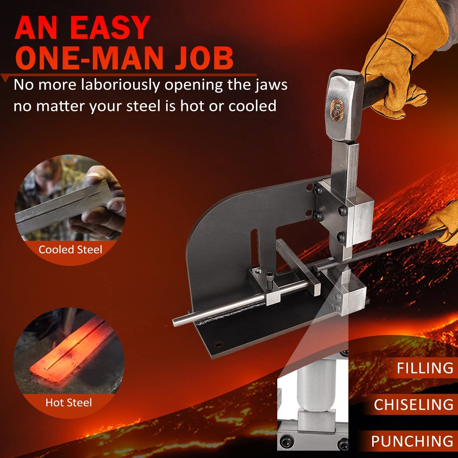 Forge Wizard Blacksmith Tool Beginner Guillotine Tool With Guides & Dies