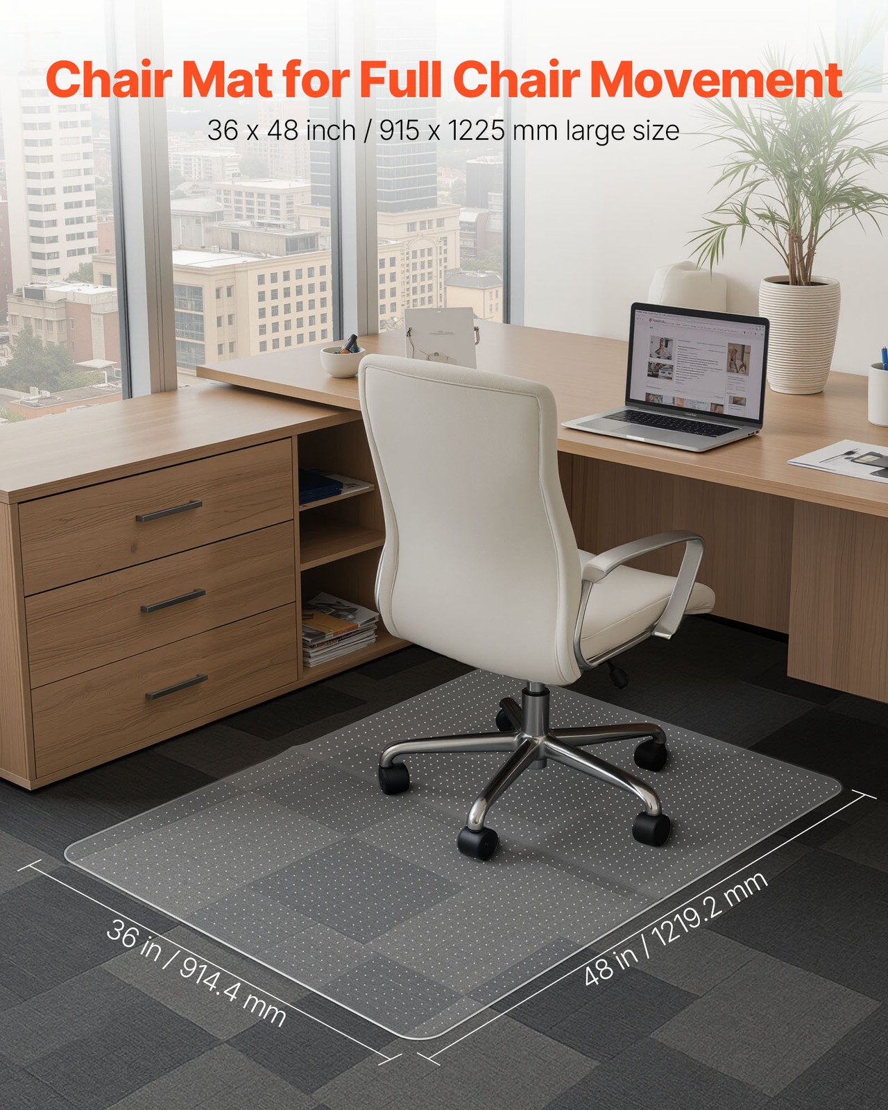 Chair Mat 36 x 48-inch Office Chair Mat for Carpeted Floors Rectangular