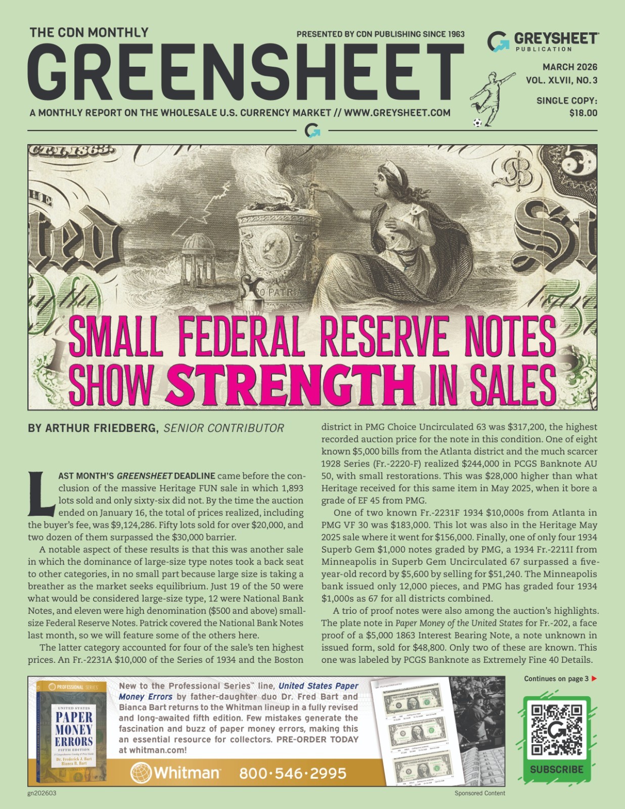NEW!! Greensheet Currency Monthly Pricing Guide - March Issue