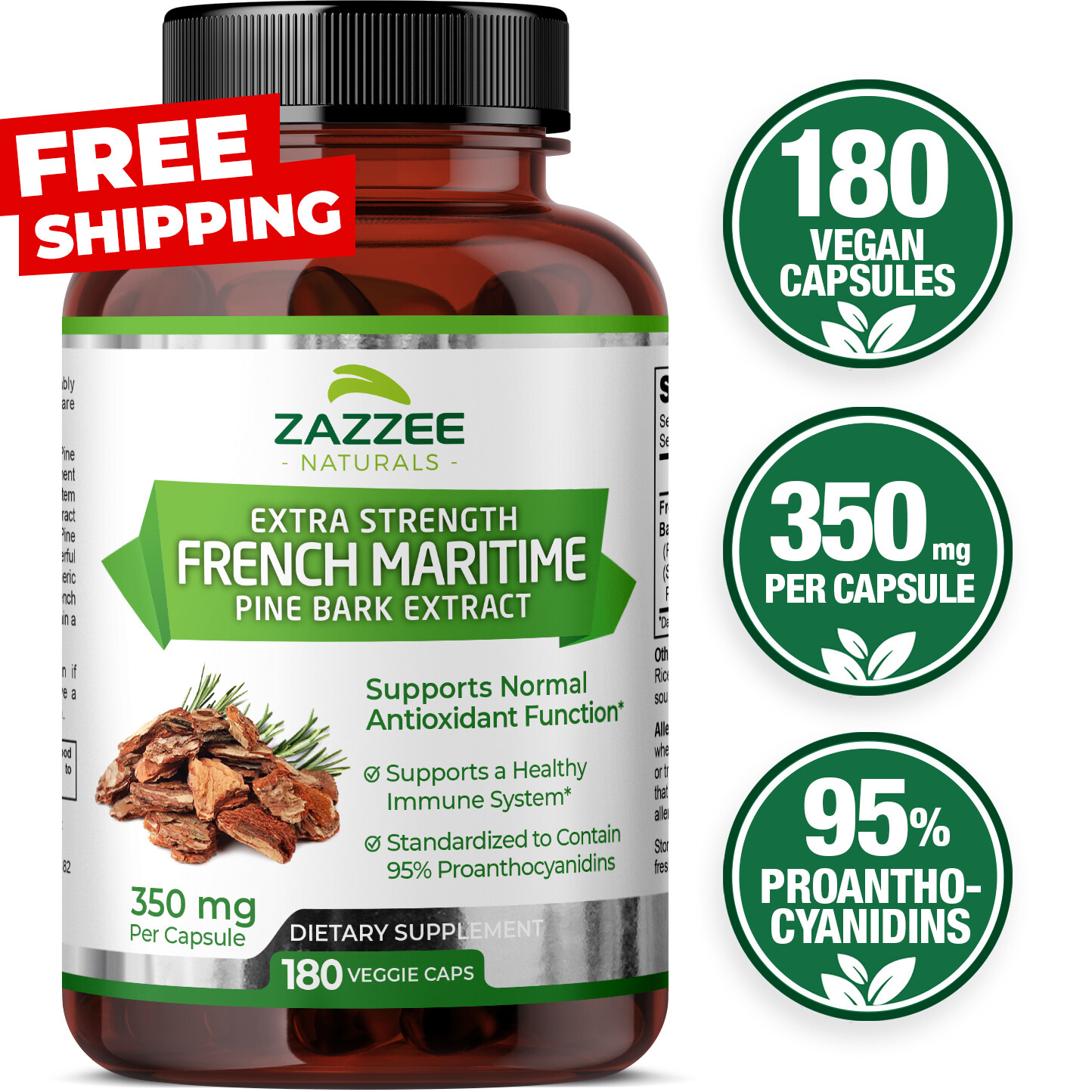Extra Strength French Maritime Pine Bark Extract, Pycnogenol, 350 mg per Capsule