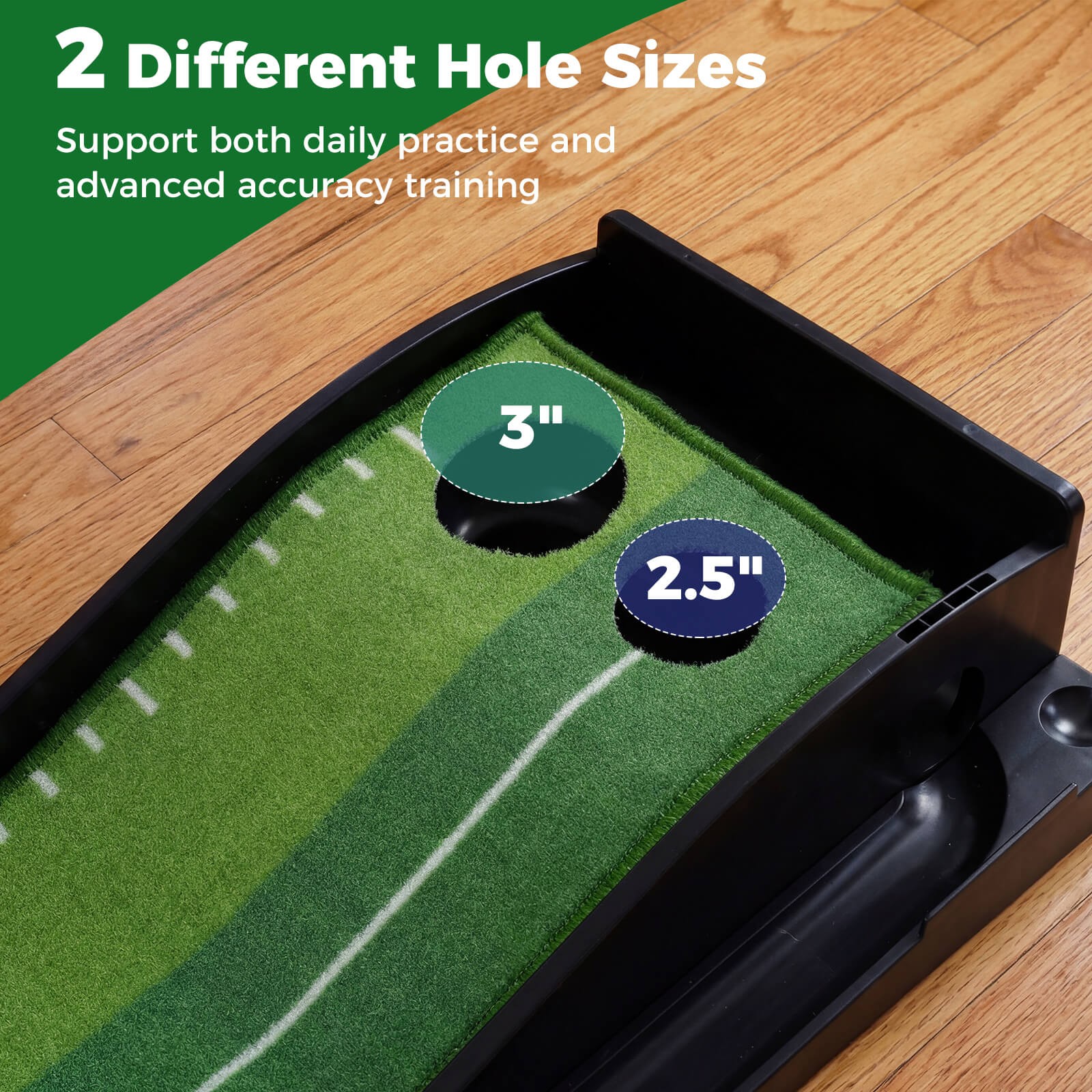 Putting Green Indoor w/Auto Ball Return 3 Putting Practice Balls Non-Slip Base