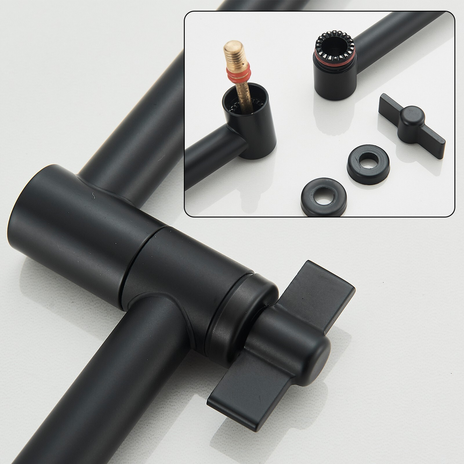 Black Rain Shower Head with Handheld Spray Set High Pressure 16" Adjustable Arm