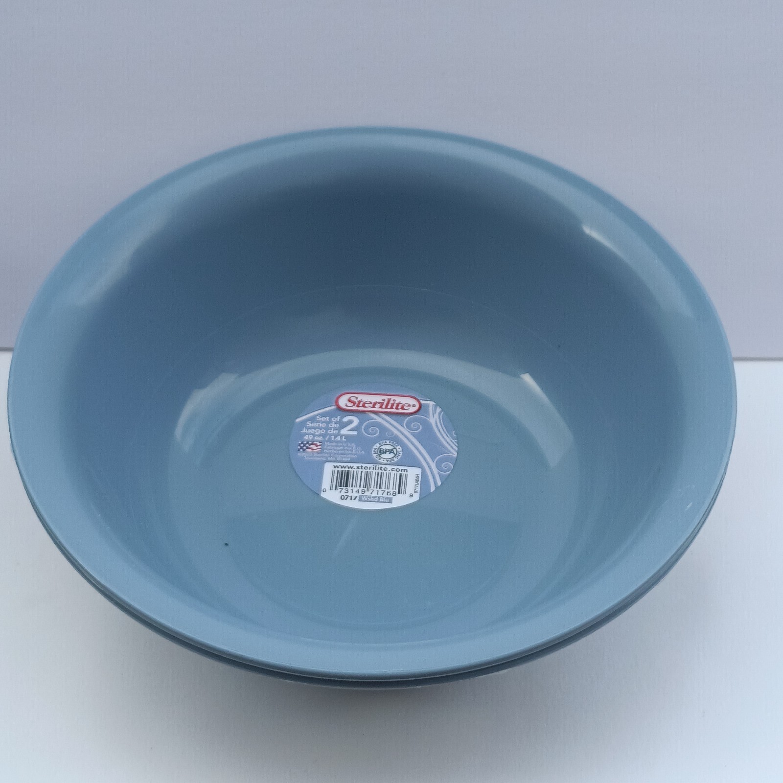 Sterilite 3-Piece 20oz Plastic Bowl Set Light Blue BPA Free Nesting Bowls