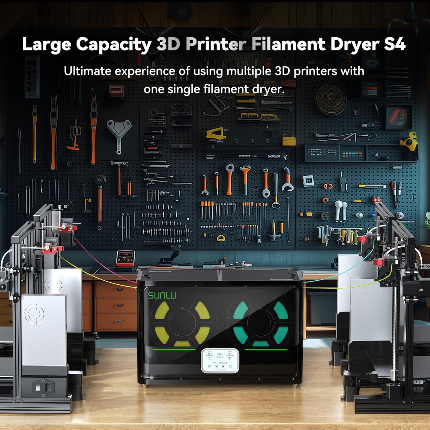 SUNLU Fila Dryer S4 Large Capacity with Triple Fan 4-Spool Filament Storage Box
