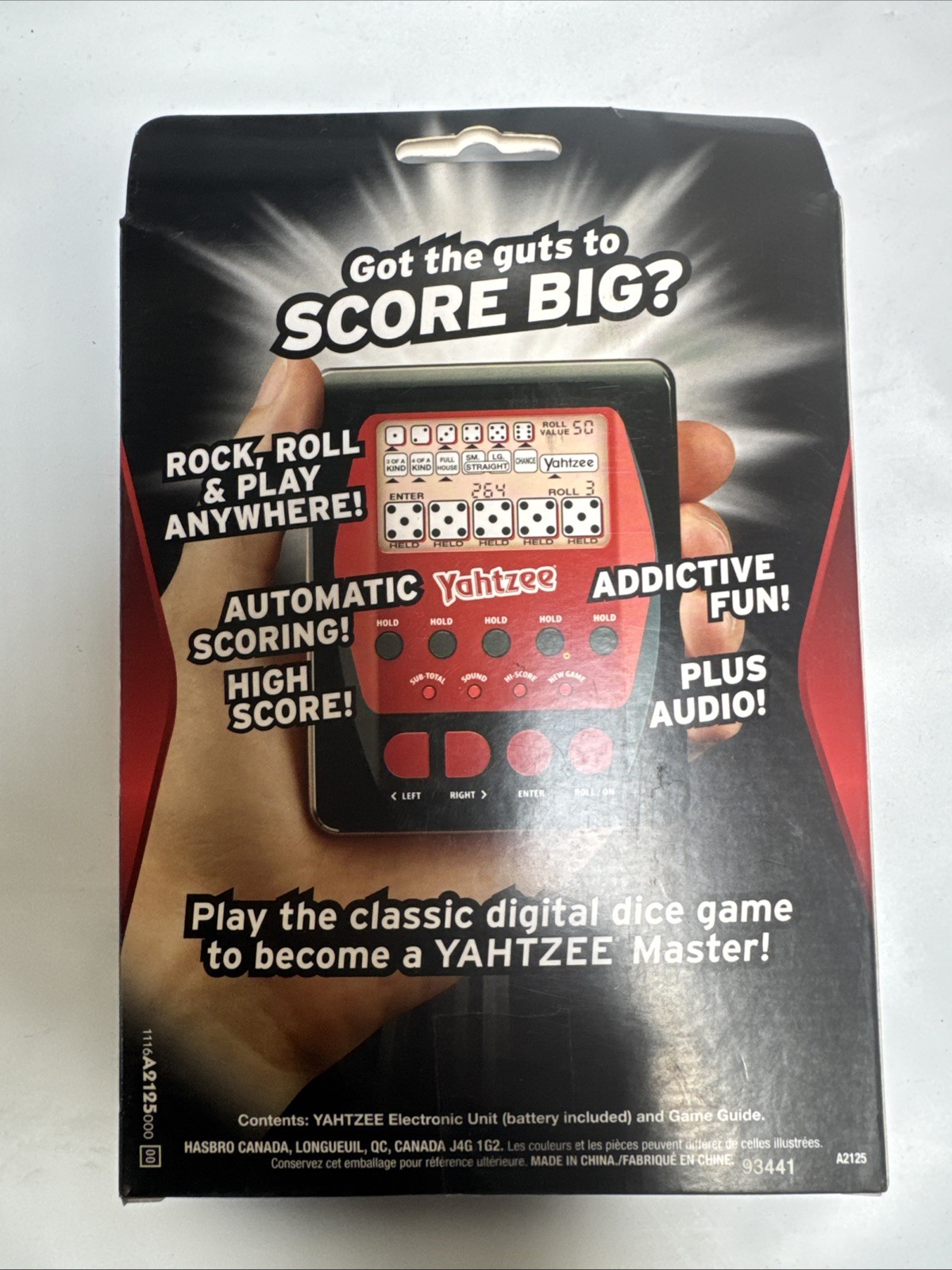Hasbro Yahtzee Handheld Digital Game - A2125 - NEW- Factory Sealed