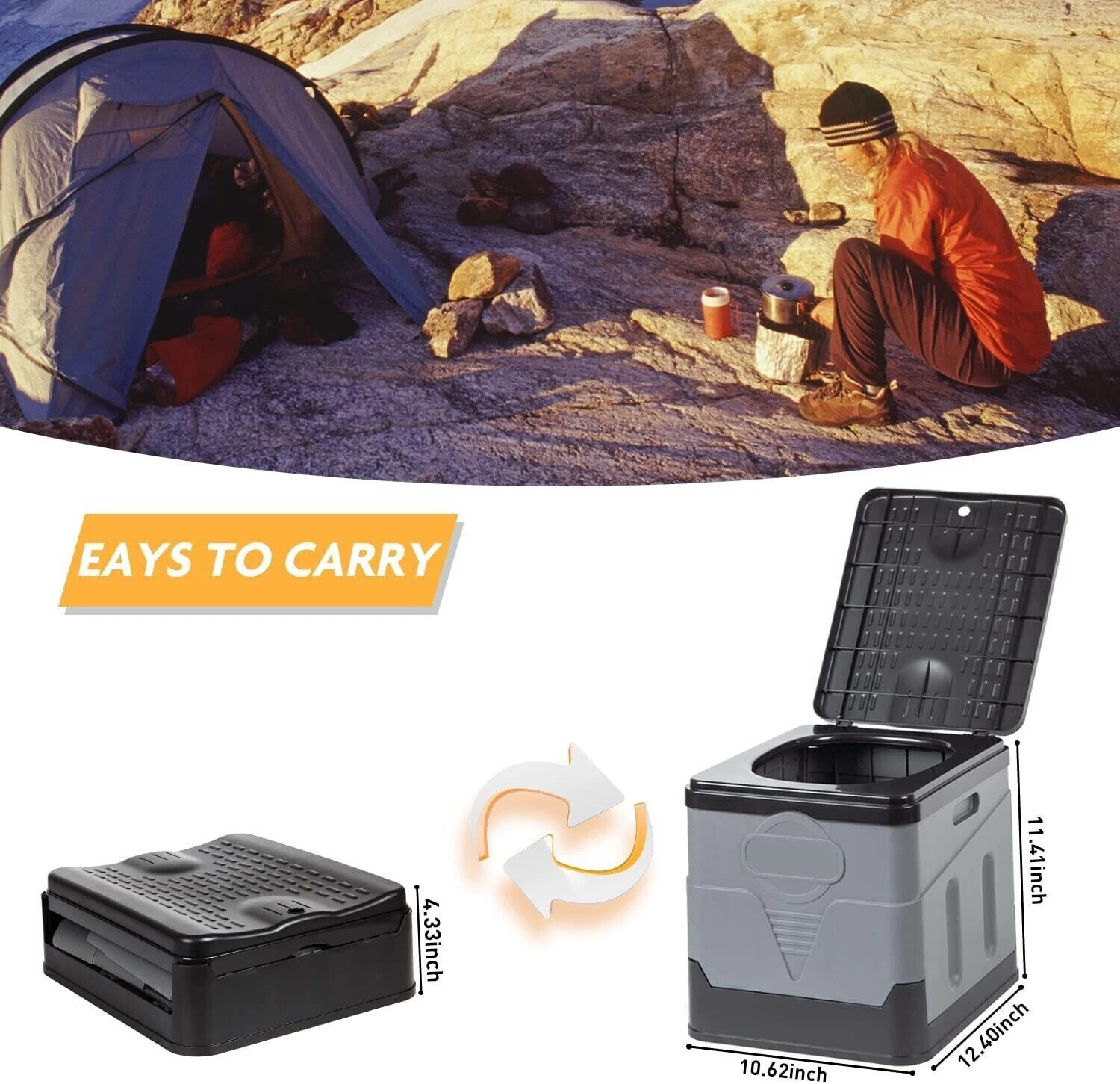 20L Portable Folding Toilet Seat For Camping Toilet Travel Hiking Outdoor Potty